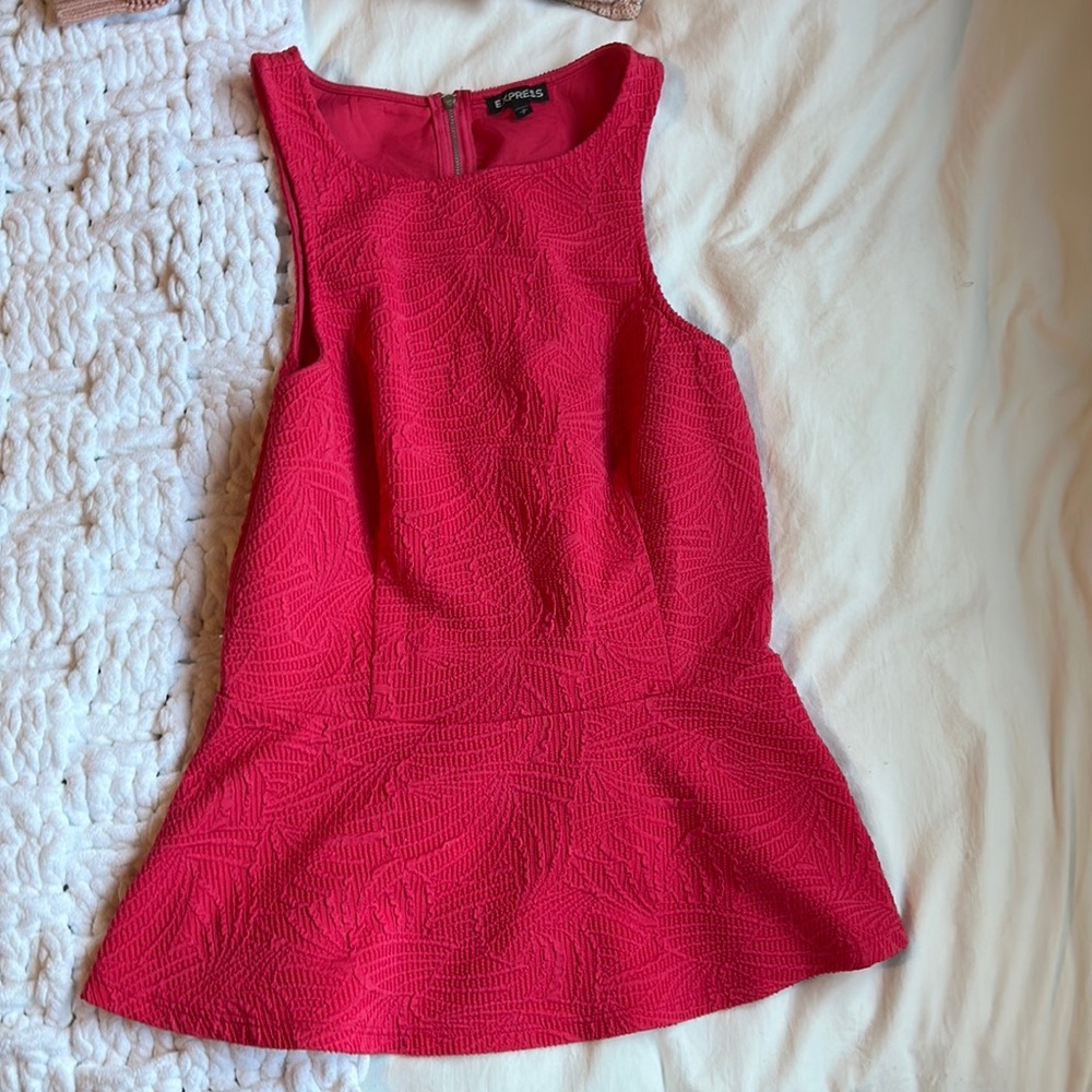 Full back zip hot pink blouse